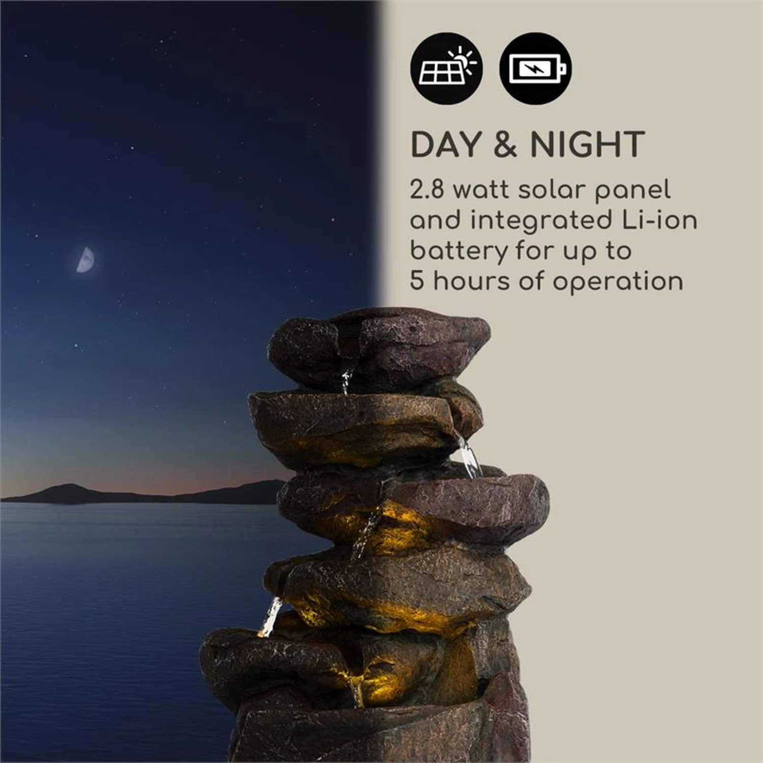 Savona Solarbrunnen 2,8 W Polyresin 5h Akku LEDs Steinoptik Savona Solarbrunnen 2,8 W Polyresin 5h Akku LEDs Steinoptik -Klarstein Verkaufs 10034720 yy 0007 logo Blumfeldt Savona Solarbrunnen Steinoptik