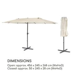 Twin Peaks Sonnenschirm Sonnenschutz 456 X 245 X 268 Cm Polyester -Klarstein Verkaufs 10034740 yy 0009 logo Blumfeldt Twin Peaks Sonnenschirm creme