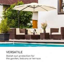 Belo Horizonte Sonnenschirm Sonnenschutz Ø 292cm Polyester Wasserabweisend Inkl. Standbasis Creme -Klarstein Verkaufs 10034743 yy 0005 logo blumfeldt Belo Horizonte Sonnenschirm creme