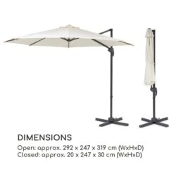 Belo Horizonte Sonnenschirm Sonnenschutz Ø 292cm Polyester Wasserabweisend Inkl. Standbasis Creme -Klarstein Verkaufs 10034743 yy 0010 logo blumfeldt Belo Horizonte Sonnenschirm creme