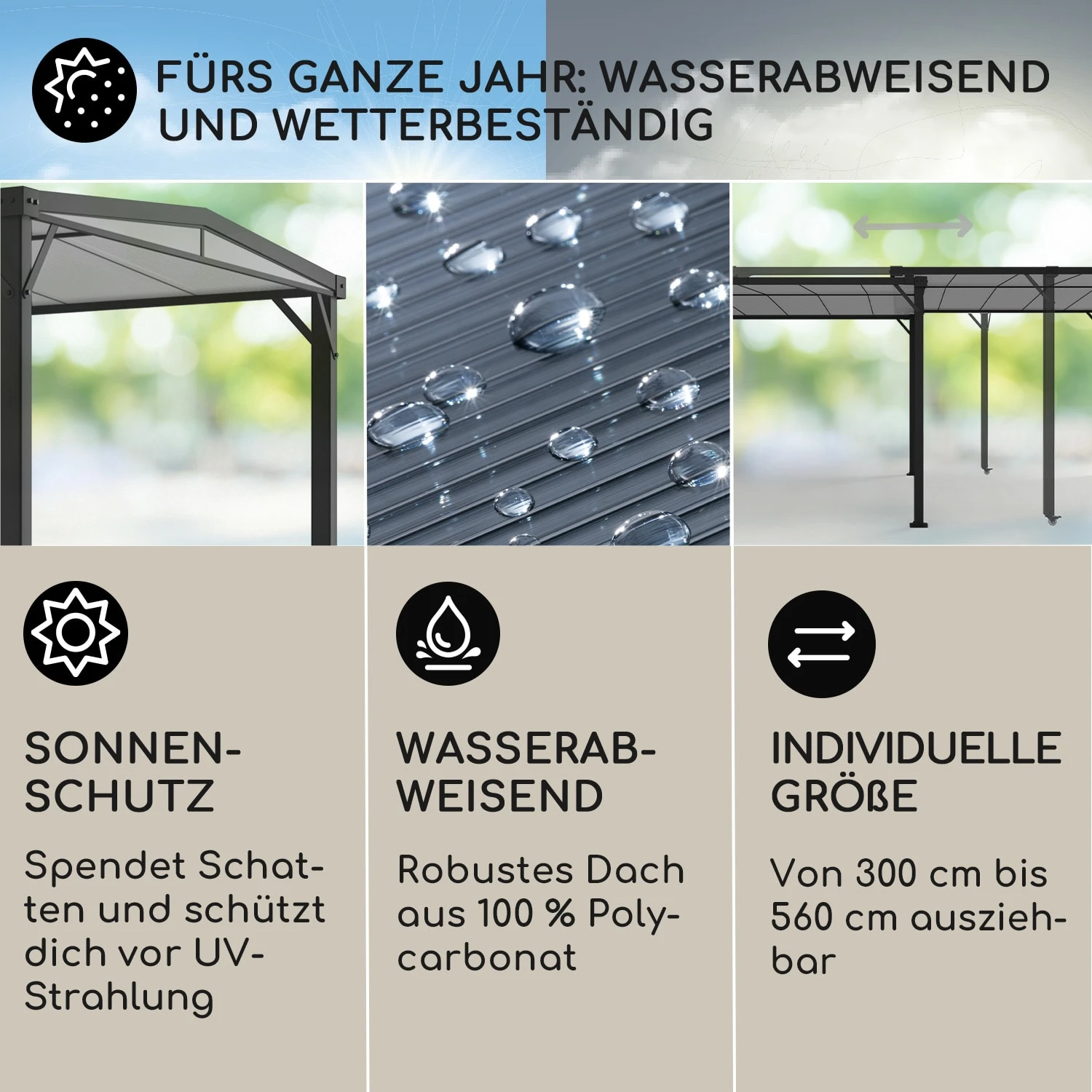 Pantheon Solid Sky Expand Pavillon 3x2,5x3 m Aluminium Polycarbonat Pantheon Solid Sky Expand Pavillon 3x2,5x3 M Aluminium Polycarbonat -Klarstein Verkaufs 10034750 de 0002 usp