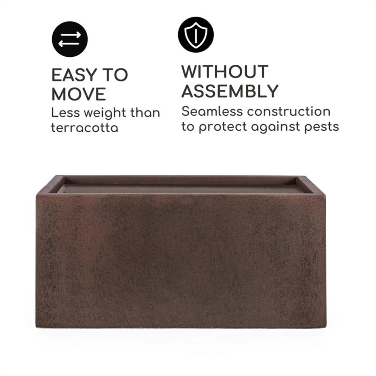 Solid Grow Rust Pflanzgefäß 80 x 38 x 38 cm Fibreclay rostfarben Solid Grow Rust Pflanzgefäß 80 X 38 X 38 Cm Fibreclay Rostfarben -Klarstein Verkaufs