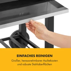 Meat Machine Holzkohlegrill BBQ 45x32,5cm Thermometer Bodenrollen -Klarstein Verkaufs 10034819 de 0008 logo