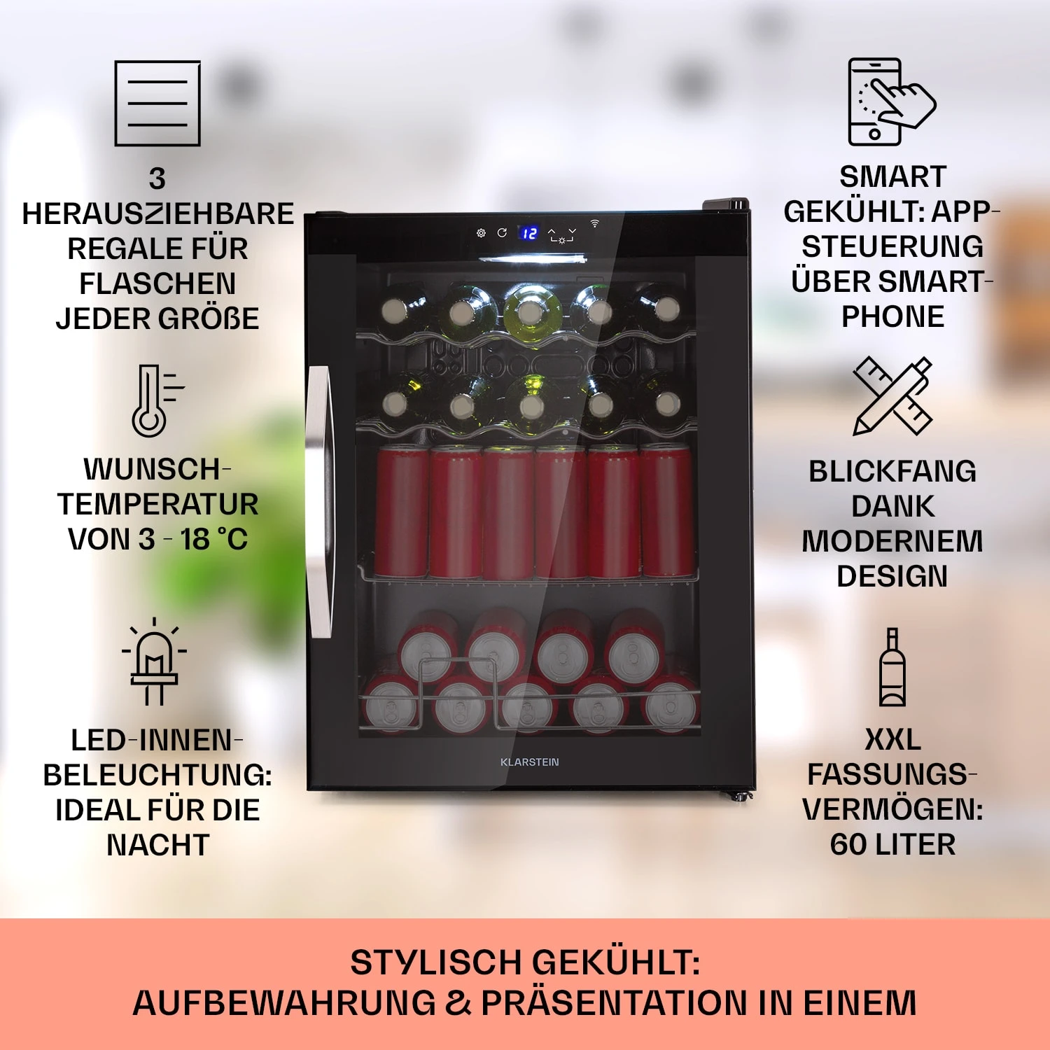 Coachella 60 Kühlschrank 60 Liter WiFi-Funktion Hintergrundbeleuchtung Coachella 60 Kühlschrank 60 Liter WiFi-Funktion Hintergrundbeleuchtung -Klarstein Verkaufs 10034823 de 0002 usp