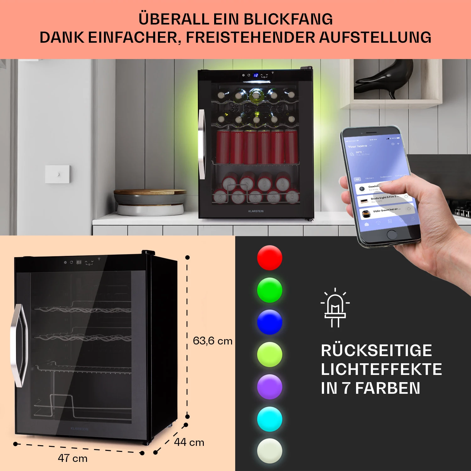 Coachella 60 Kühlschrank 60 Liter WiFi-Funktion Hintergrundbeleuchtung Coachella 60 Kühlschrank 60 Liter WiFi-Funktion Hintergrundbeleuchtung -Klarstein Verkaufs 10034823 de 0006 usp