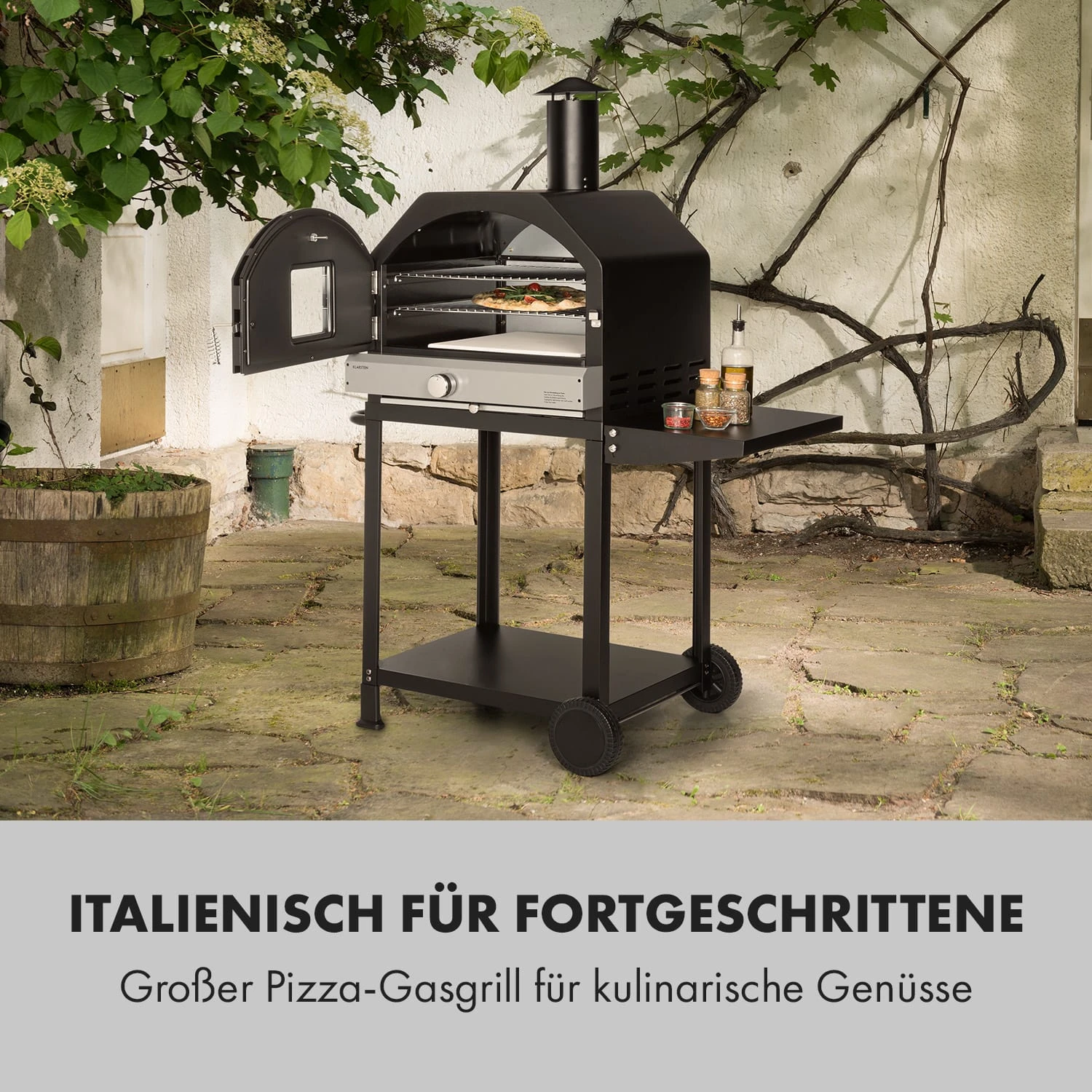 Pizzaiolo Pro Pizza-Gasgrill 76x143x66cm Schamottestein Stahl mobil Pizzaiolo Pro Pizza-Gasgrill 76x143x66cm Schamottestein Stahl Mobil -Klarstein Verkaufs 10034844 de 0002 logo