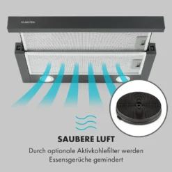 Viola Dunstabzugshaube Edelstahl 59,6 Cm 612m³/h EEK A Schwarz -Klarstein Verkaufs 10034863 de 0007 logo