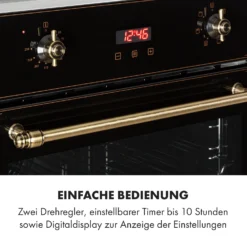 Elizabeth Einbaubackofen Retro 2200 Watt 70l Messingoptik Display -Klarstein Verkaufs 10034880 de 0005 logo