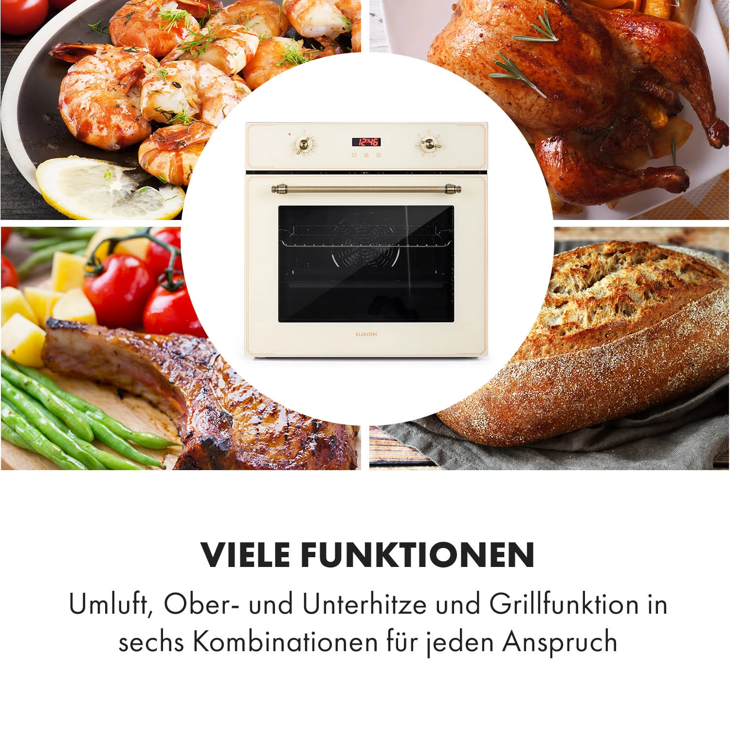 Elizabeth Einbaubackofen Retro 2200W 70L 50 - 250 °C Timer Display Elizabeth Einbaubackofen Retro 2200W 70L 50 - 250 °C Timer Display -Klarstein Verkaufs 10034881 de 0004 logo
