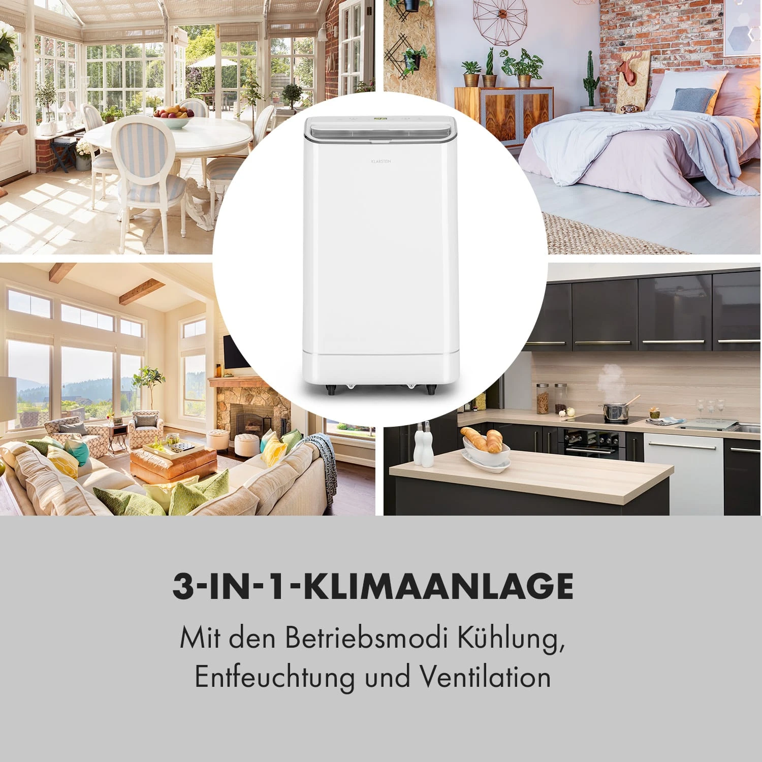 Iceblock Klimaanlage 3-in-1 12.000 BTU/3,5 kW 400 m³/h max. Iceblock Klimaanlage 3-in-1 12.000 BTU/3,5 KW 400 M³/h Max. -Klarstein Verkaufs 10034924 de 0006 logo