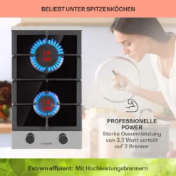 Alchemist Domino Gaskochfeld 2-flammig Aluminium-Brenner Glaskeramik 2 Alchemist Domino Gaskochfeld 2-flammig Aluminium-Brenner Glaskeramik -Klarstein Verkaufs 10034968 de 0003 usp