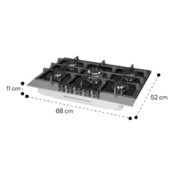 Alchemist 5 Zonen Gaskochfeld Aluminium-Brenner Glaskeramik Schwarz -Klarstein Verkaufs 10034970 yy 0011 dimensions