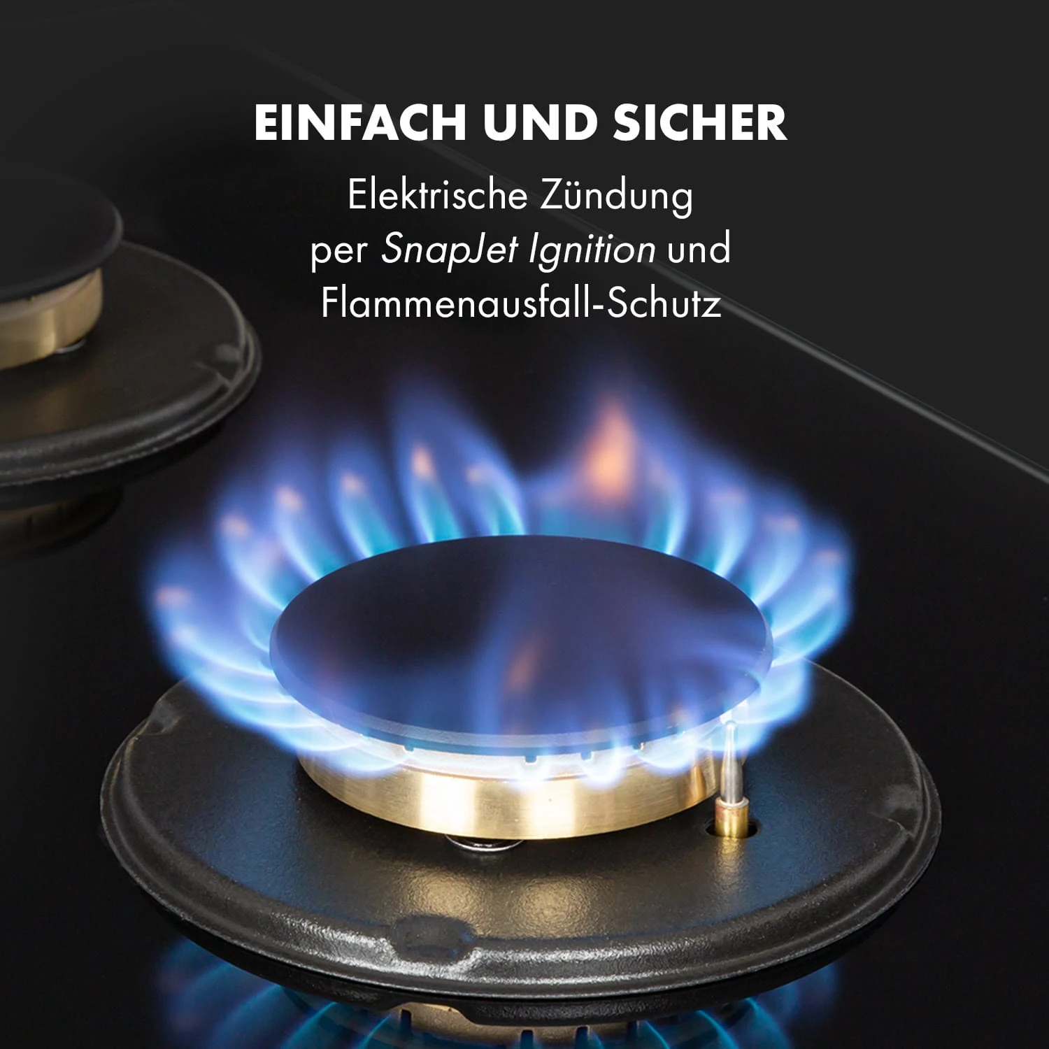 Goldflame 4 Gaskochfeld 4-flammig Messing-Brenner Glaskeramik schwarz Goldflame 4 Gaskochfeld 4-flammig Messing-Brenner Glaskeramik Schwarz -Klarstein Verkaufs 10034972 de 0005 logo