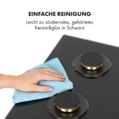Goldflame 4 Gaskochfeld 4-flammig Messing-Brenner Glaskeramik Schwarz 7 Goldflame 4 Gaskochfeld 4-flammig Messing-Brenner Glaskeramik Schwarz -Klarstein Verkaufs 10034972 de 0008 logo