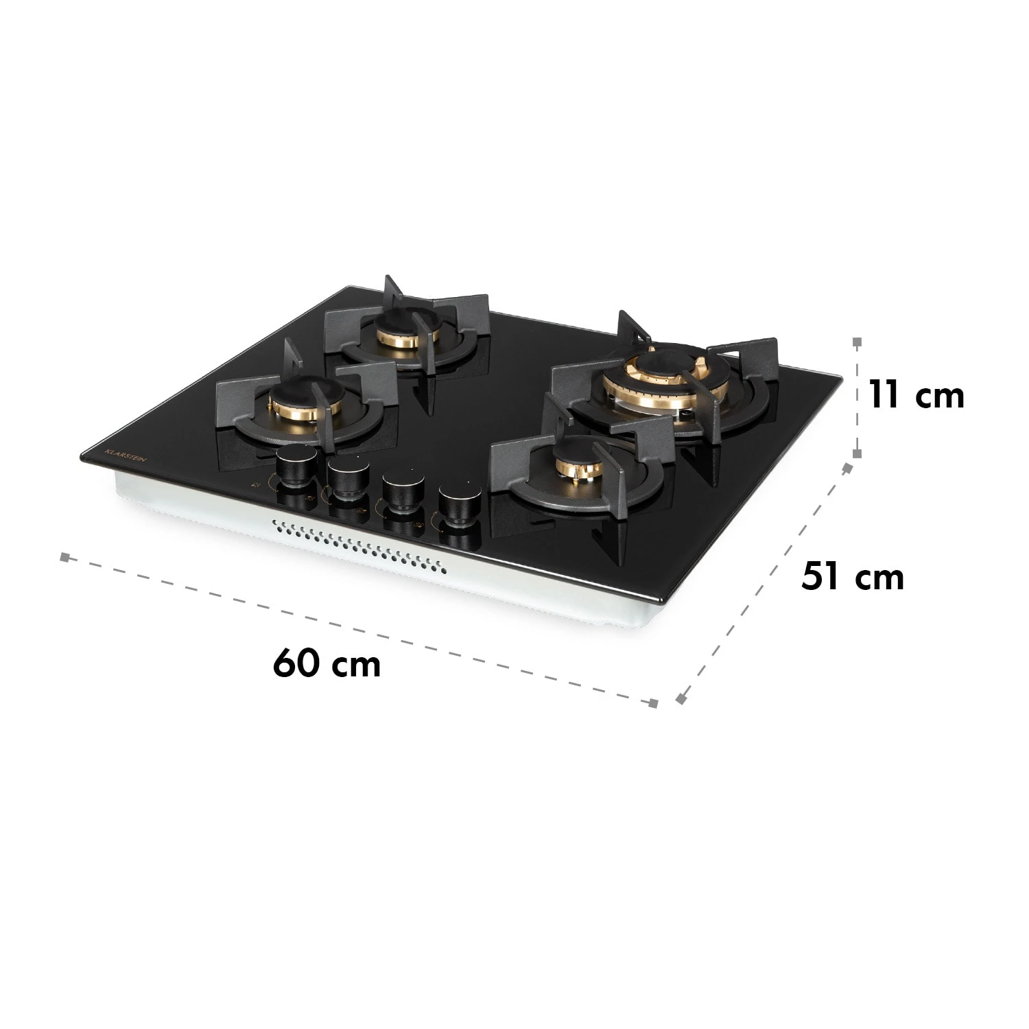 Goldflame 4 Gaskochfeld 4-flammig Messing-Brenner Glaskeramik schwarz Goldflame 4 Gaskochfeld 4-flammig Messing-Brenner Glaskeramik Schwarz -Klarstein Verkaufs 10034972 yy 0010 logo Klarstein Goldflame 4 Gaskochfeld 4 flammig