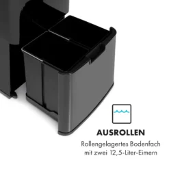 Touchless Black Stainless Steel Müllsammler Sensor 72L 4 Behälter ABS / PP / Edelstahl Schwarz -Klarstein Verkaufs 10035097 de 0005 logo