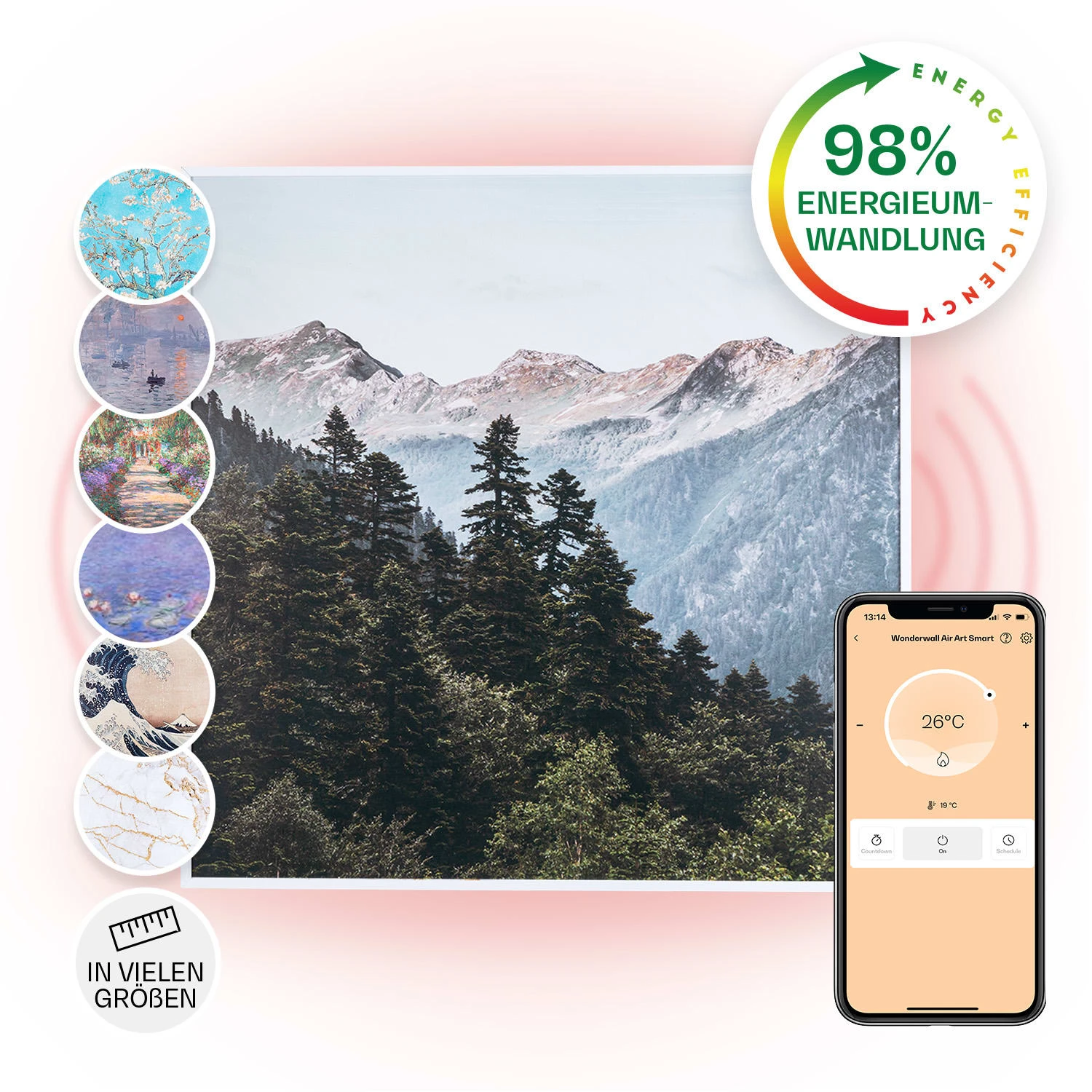 Wonderwall Air Art Smart Infrarotheizung 60x60cm 350W Wandinstallation App-Steuerung Berge Wonderwall Air Art Smart Infrarotheizung 60x60cm 350W Wandinstallation App-Steuerung Berge -Klarstein Verkaufs 10035113 de 0001 main