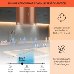 Beretta Inselabzugshaube Ø35cm Ab-/Umluft 650m³/h LED Aktivkohlefilter -Klarstein Verkaufs 10035166 de 0003 usp