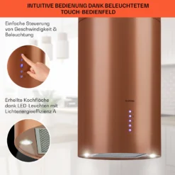 Beretta Inselabzugshaube Ø35cm Ab-/Umluft 650m³/h LED Aktivkohlefilter -Klarstein Verkaufs 10035166 de 0004 usp