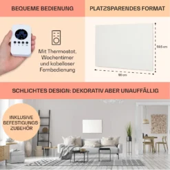Wonderwall Air Infinite 580 Infrarotheizung 90x60cm 580W Fernbedienung -Klarstein Verkaufs 10035169 de 0006 usp