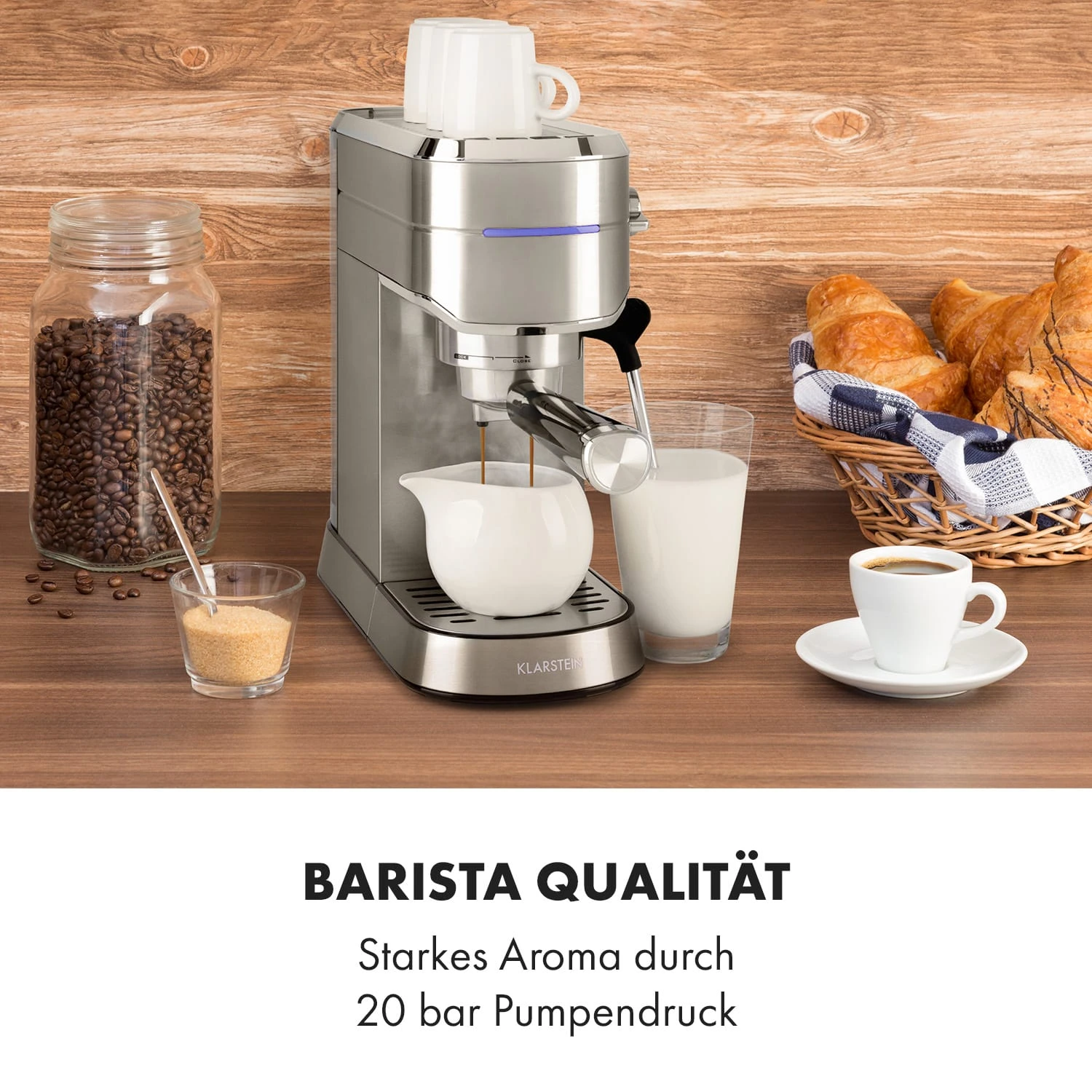 Futura Espressomaker 20 bar 1450 Watt 20 bar Wassertank: 1,25 Liter rostfreier Edelstahl Futura Espressomaker 20 Bar 1450 Watt 20 Bar Wassertank: 1,25 Liter Rostfreier Edelstahl -Klarstein Verkaufs 10035183 de 0002 logo