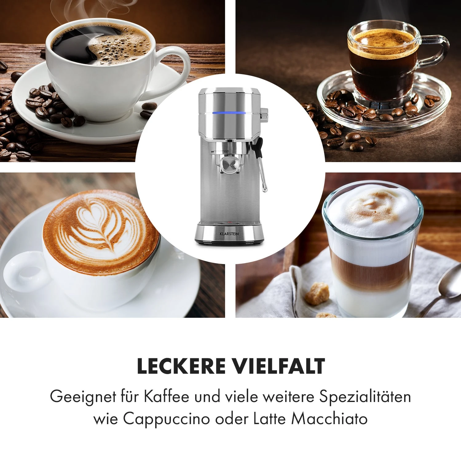 Futura Espressomaker 20 bar 1450 Watt 20 bar Wassertank: 1,25 Liter rostfreier Edelstahl Futura Espressomaker 20 Bar 1450 Watt 20 Bar Wassertank: 1,25 Liter Rostfreier Edelstahl -Klarstein Verkaufs 10035183 de 0005 logo