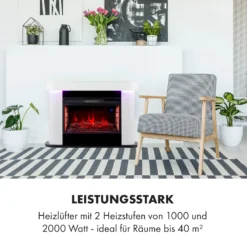 Aargau Smart Elektrischer Kamin 1000/2000W LED 18-27 °C Wochentimer -Klarstein Verkaufs 10035204 de 0006 logo