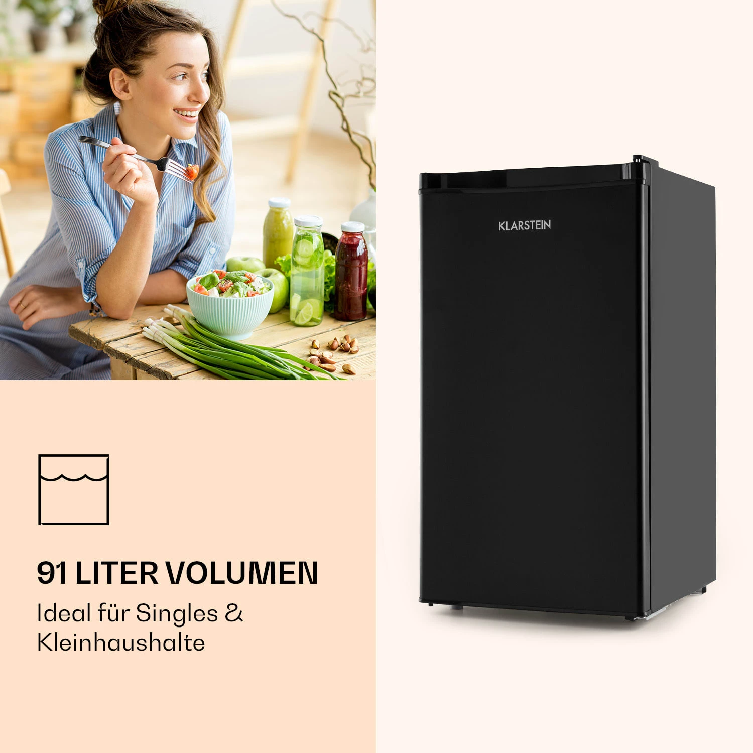 Obsidian Kühlschrank 90 Liter Gemüsefach Obsidian Kühlschrank 90 Liter Gemüsefach -Klarstein Verkaufs 10035207 de 0004 logo