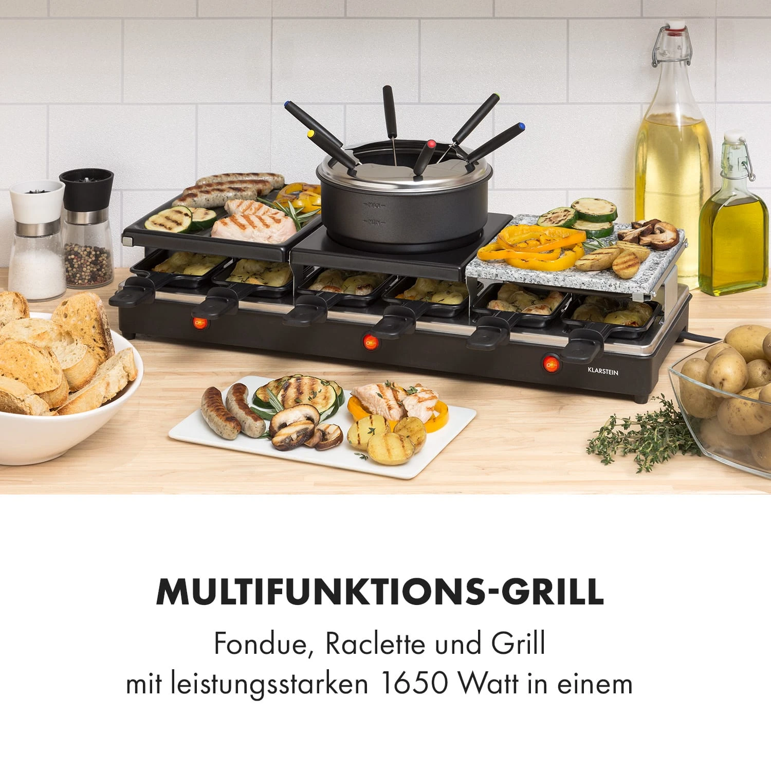 Fonduelette XL 3-in-1 Raclettegrill Fondue Naturstein 1650W 12 Pers Fonduelette XL 3-in-1 Raclettegrill Fondue Naturstein 1650W 12 Pers -Klarstein Verkaufs 10035220 de 0002 logo