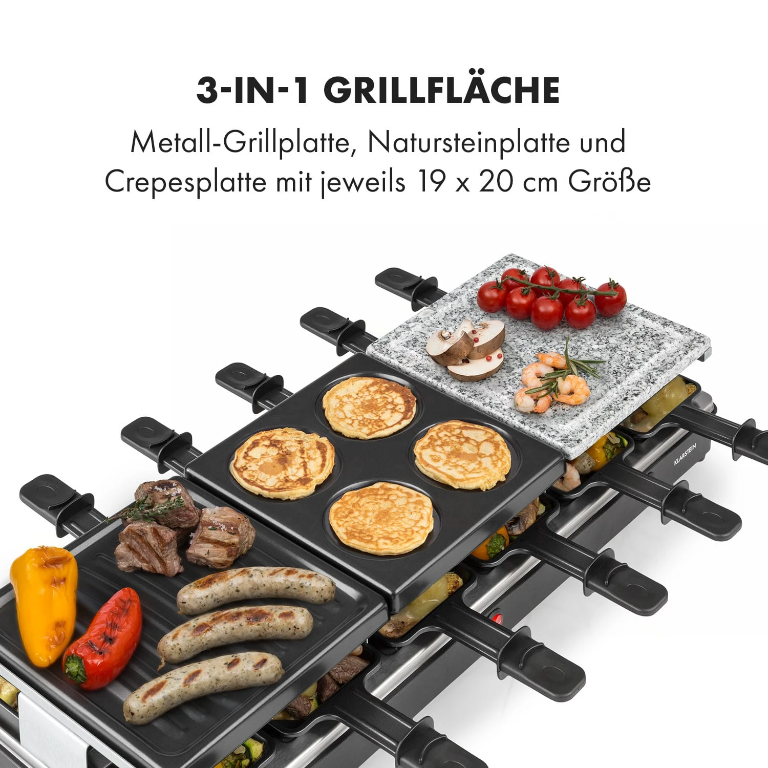 Fonduelette XL 3-in-1 Raclettegrill Fondue Naturstein 1650W 12 Pers Fonduelette XL 3-in-1 Raclettegrill Fondue Naturstein 1650W 12 Pers -Klarstein Verkaufs 10035220 de 0003 logo