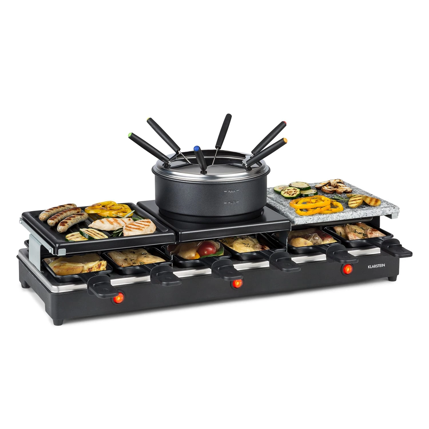 Fonduelette XL 3-in-1 Raclettegrill Fondue Naturstein 1650W 12 Pers Fonduelette XL 3-in-1 Raclettegrill Fondue Naturstein 1650W 12 Pers -Klarstein Verkaufs 10035220 yy 0001 titel Klarstein Fonduelette XL
