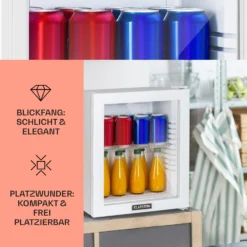 Brooklyn 24 Mini-Kühlschrank Glastür LED Ablage -Klarstein Verkaufs 10035223 DE 0003 usp