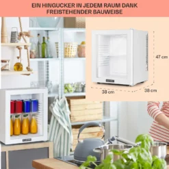 Brooklyn 24 Mini-Kühlschrank Glastür LED Ablage -Klarstein Verkaufs 10035223 DE 0006 usp