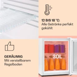 Brooklyn 32 Mini-Kühlschrank Glastür LED Ablage -Klarstein Verkaufs 10035225 de 0004 usp
