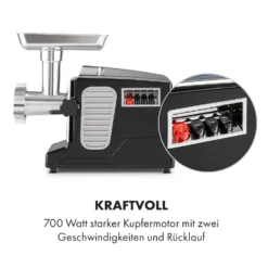 Kraftprotz Elektrischer Fleischwolf 700 W Kupfermotor Hack Wurst Kebbe Edelstahl -Klarstein Verkaufs 10035233 de 0005 logo