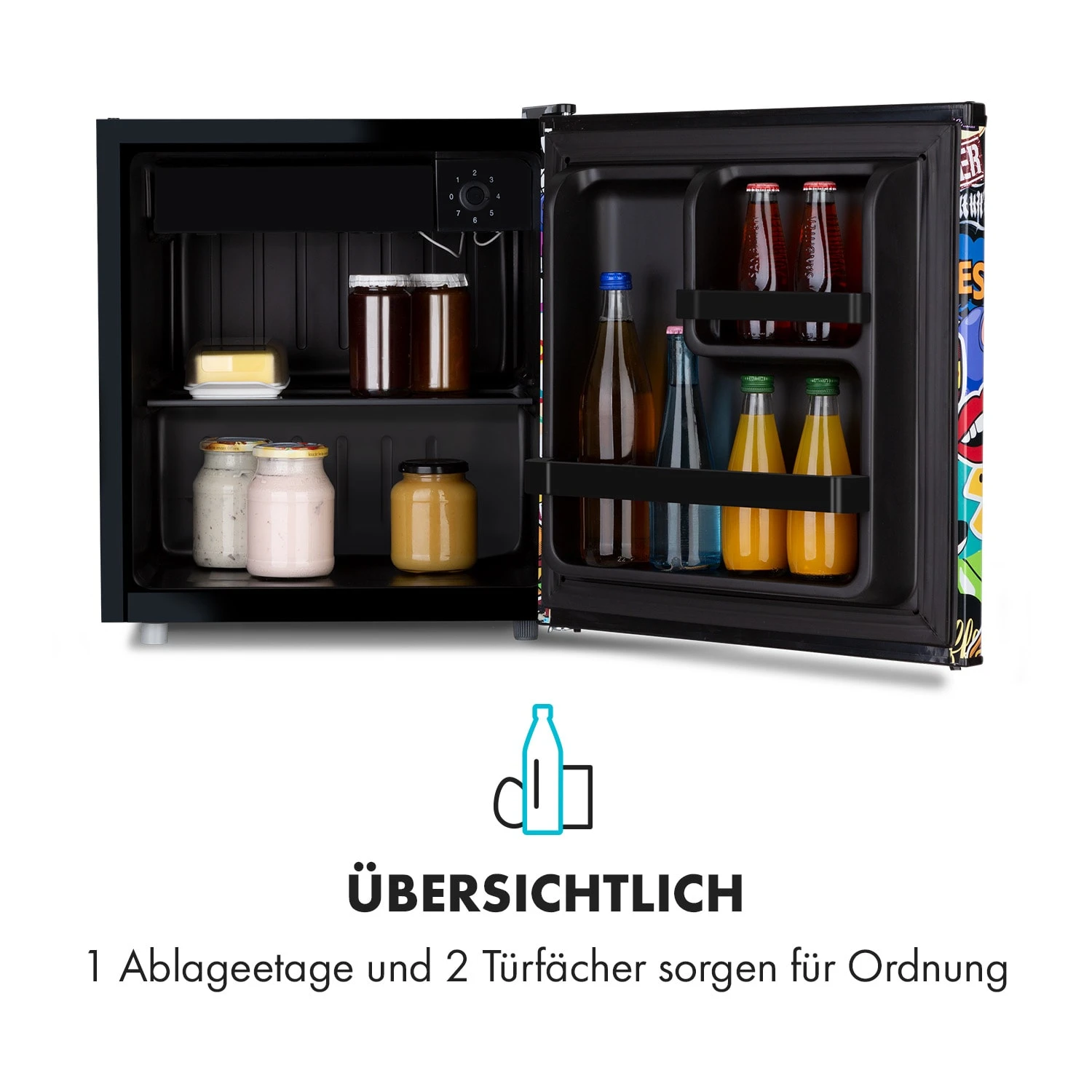 Cool Vibe 46+ Kühlschrank 46 Liter 1 Boden Stickerbomb-Style Cool Vibe 46+ Kühlschrank 46 Liter 1 Boden Stickerbomb-Style -Klarstein Verkaufs 10035253 de 0006 logo