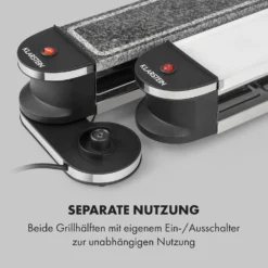 Tenderloin 50/50 Raclette-Grill 1200W 8 Personen Natursteinplatte Metallgrillplatte -Klarstein Verkaufs 10035260 de 0005 logo