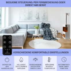 Zermatt Elektrischer Kamin 900/1800W Thermostat Flammenillusion -Klarstein Verkaufs 10035264 de 0006 usp