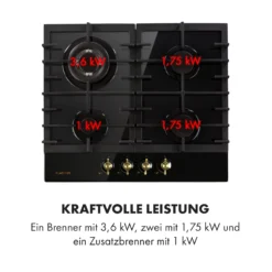 Victoria 4 Zonen Gaskochfeld 4-flammig Sabaf-Brenner Glaskeramik -Klarstein Verkaufs 10035271 de 0007 logo