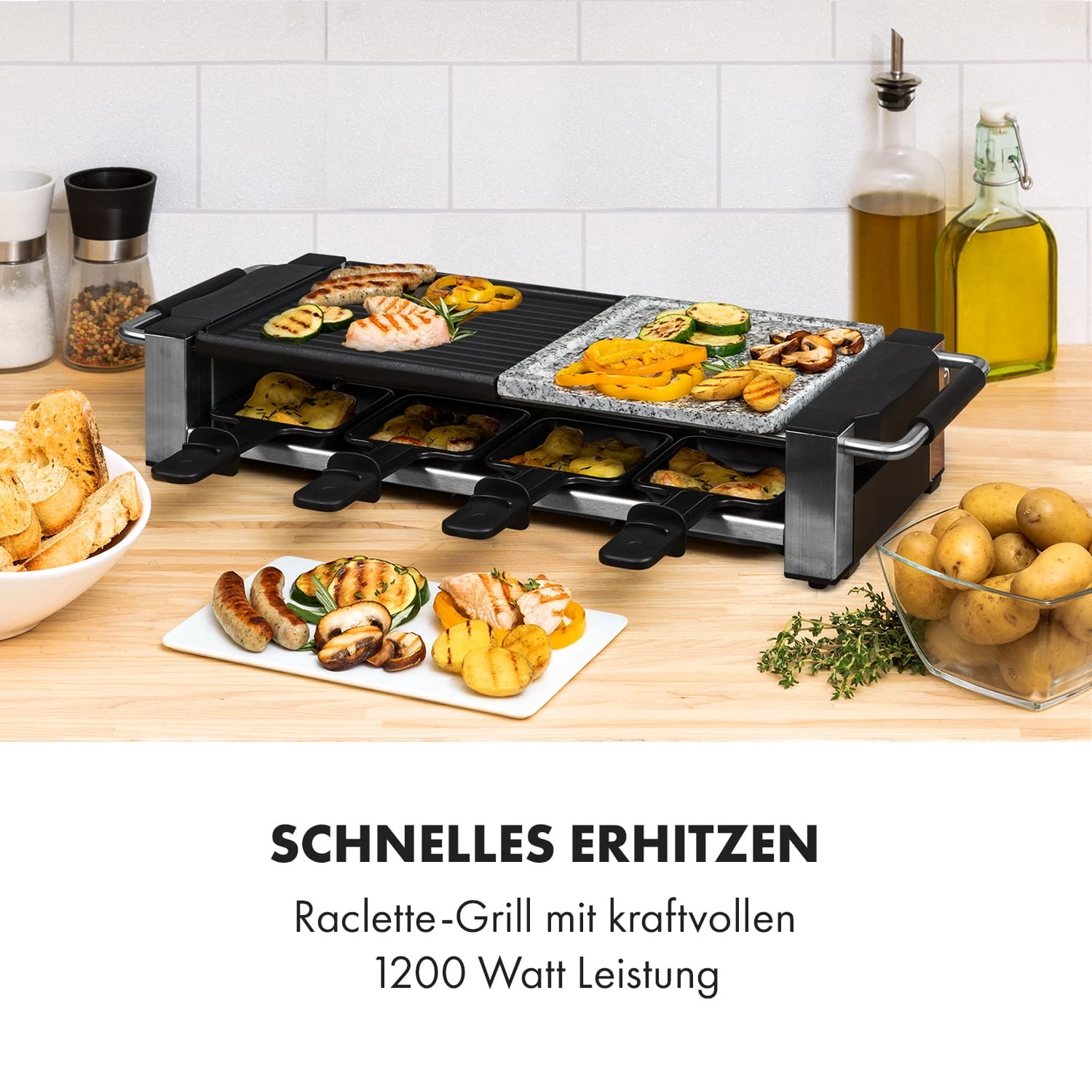 Bistecca Raclette 1200W Metall / Stein 8 Personen Kontroll-LED Bistecca Raclette 1200W Metall / Stein 8 Personen Kontroll-LED -Klarstein Verkaufs 10035293 de 0002 logo