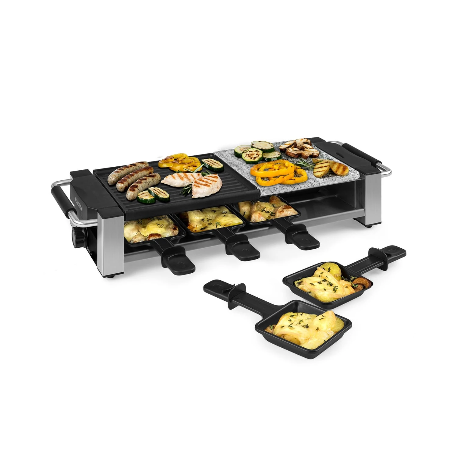 Bistecca Raclette 1200W Metall / Stein 8 Personen Kontroll-LED Bistecca Raclette 1200W Metall / Stein 8 Personen Kontroll-LED -Klarstein Verkaufs 10035293 yy 0001 titel Klarstein Bistecca Raclette Grill