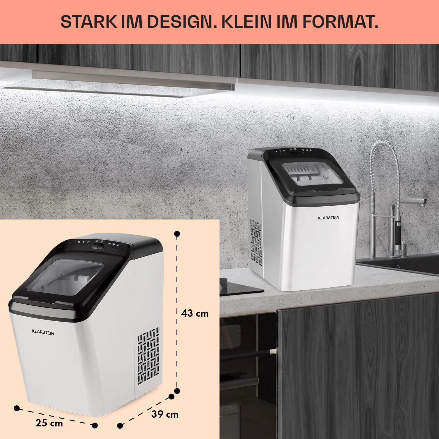 Partytime Eiswürfelmaschine Klareis 15kg/24h Edelstahl Partytime Eiswürfelmaschine Klareis 15kg/24h Edelstahl -Klarstein Verkaufs 10035294 de 0006 usp