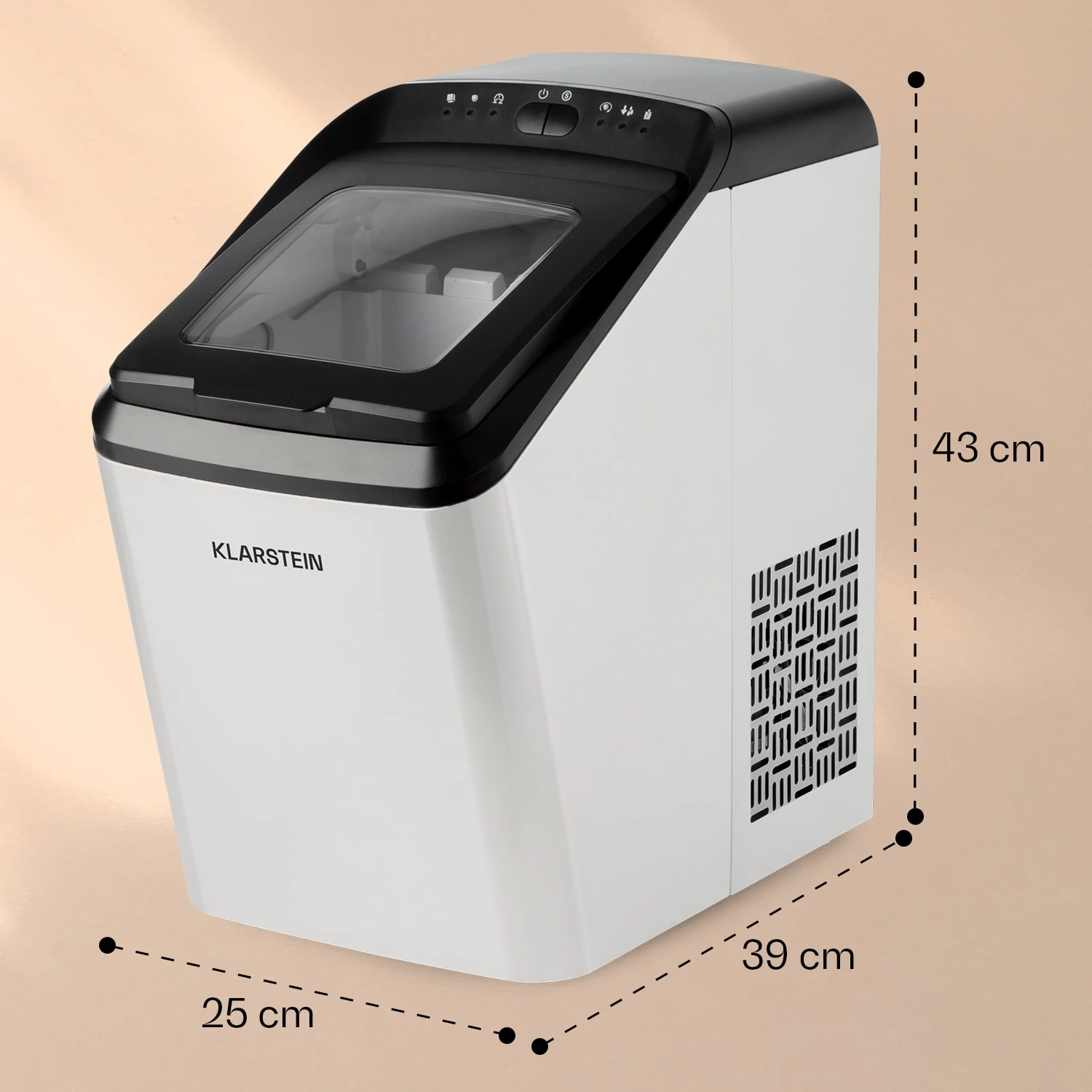Partytime Eiswürfelmaschine Klareis 15kg/24h Edelstahl Partytime Eiswürfelmaschine Klareis 15kg/24h Edelstahl -Klarstein Verkaufs 10035294 yy 0011 dimensions