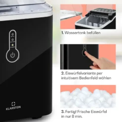Chillout Eiswürfelmaschine Bulleteis 12kg/24h Wassertank: 1,5 L -Klarstein Verkaufs 10035320 de 0004 usp