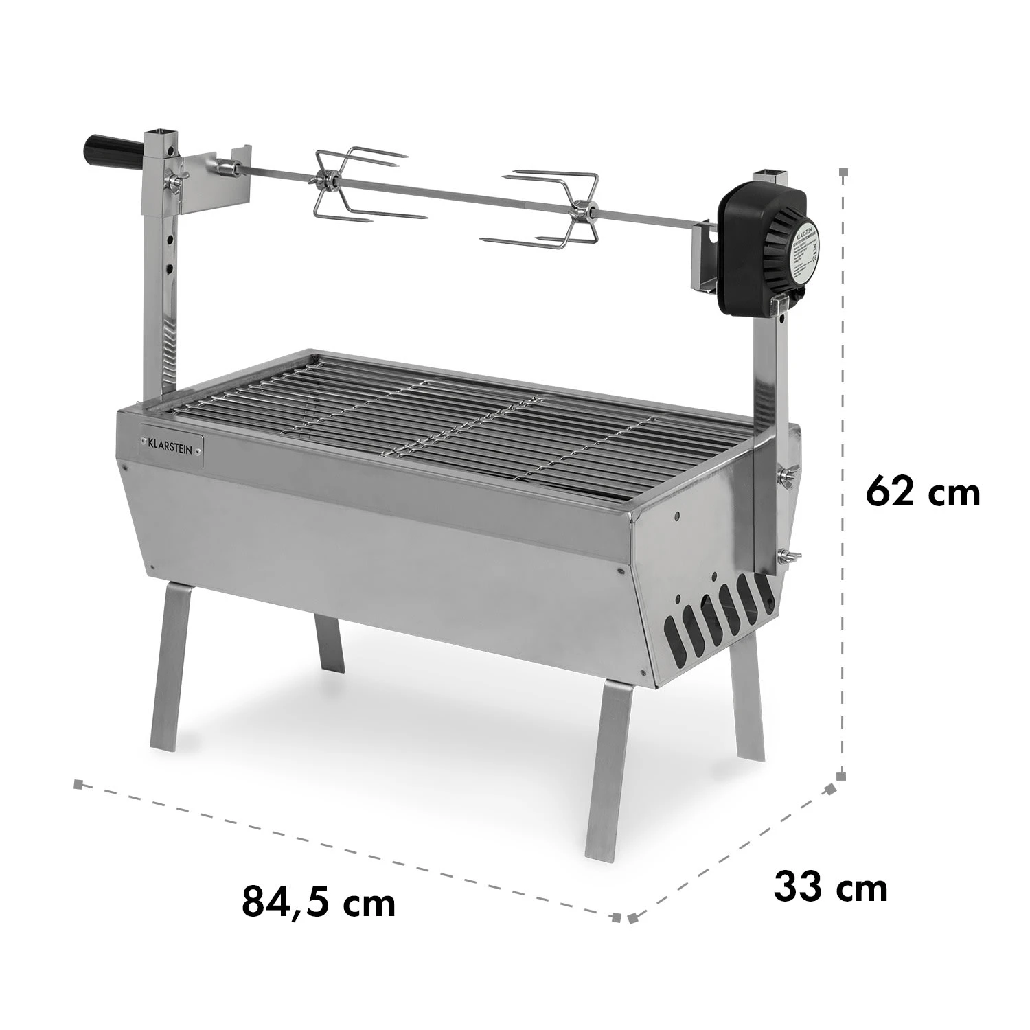 Sauenland Mini Rotisserie-Grill Drehspieß 4W 12kg max. Edelstahl Sauenland Mini Rotisserie-Grill Drehspieß 4W 12kg Max. Edelstahl -Klarstein Verkaufs 10035371 yy 0007 dimensions