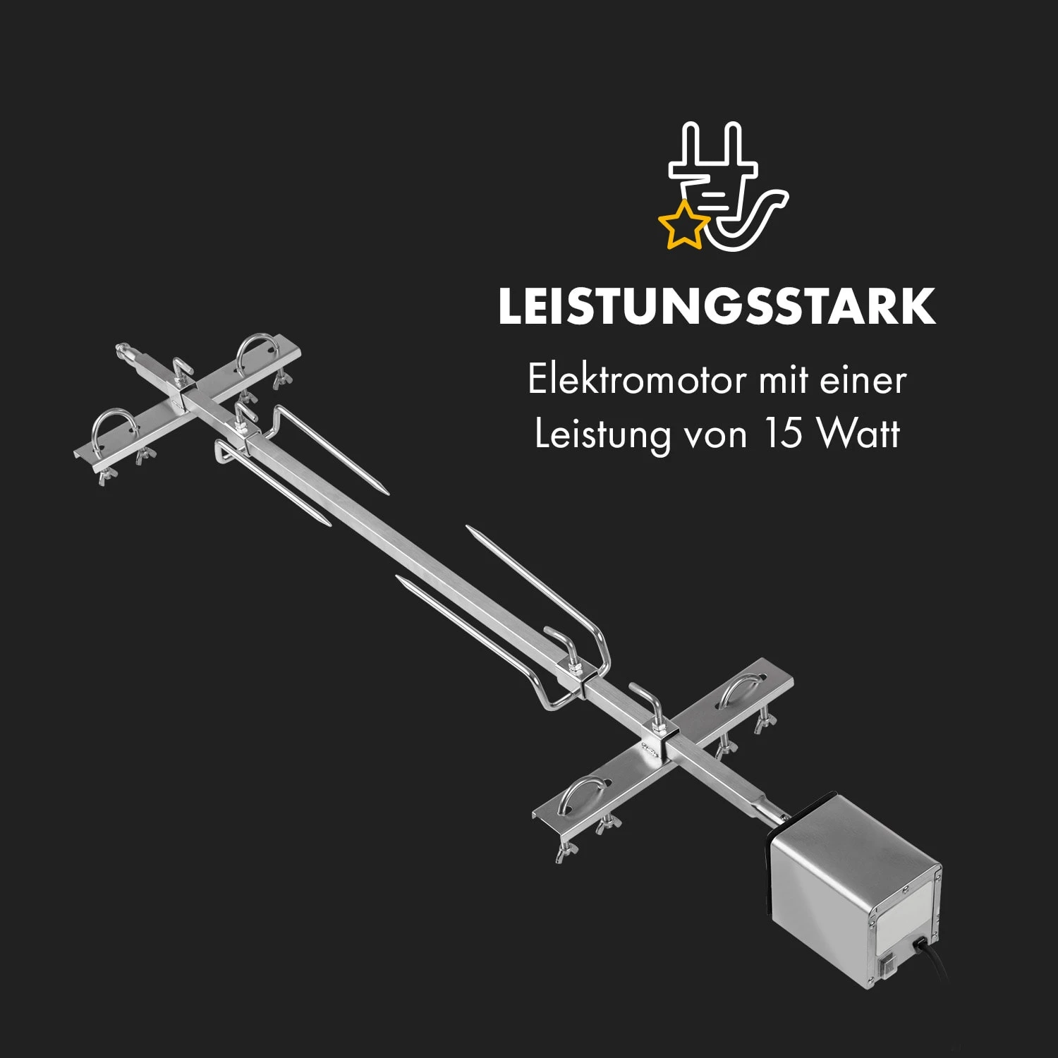 Sauenland Pro XL Spanferkelgrill Drehspieß 15W 4 Rollen Edelstahl Sauenland Pro XL Spanferkelgrill Drehspieß 15W 4 Rollen Edelstahl -Klarstein Verkaufs 10035373 de 0005 logo