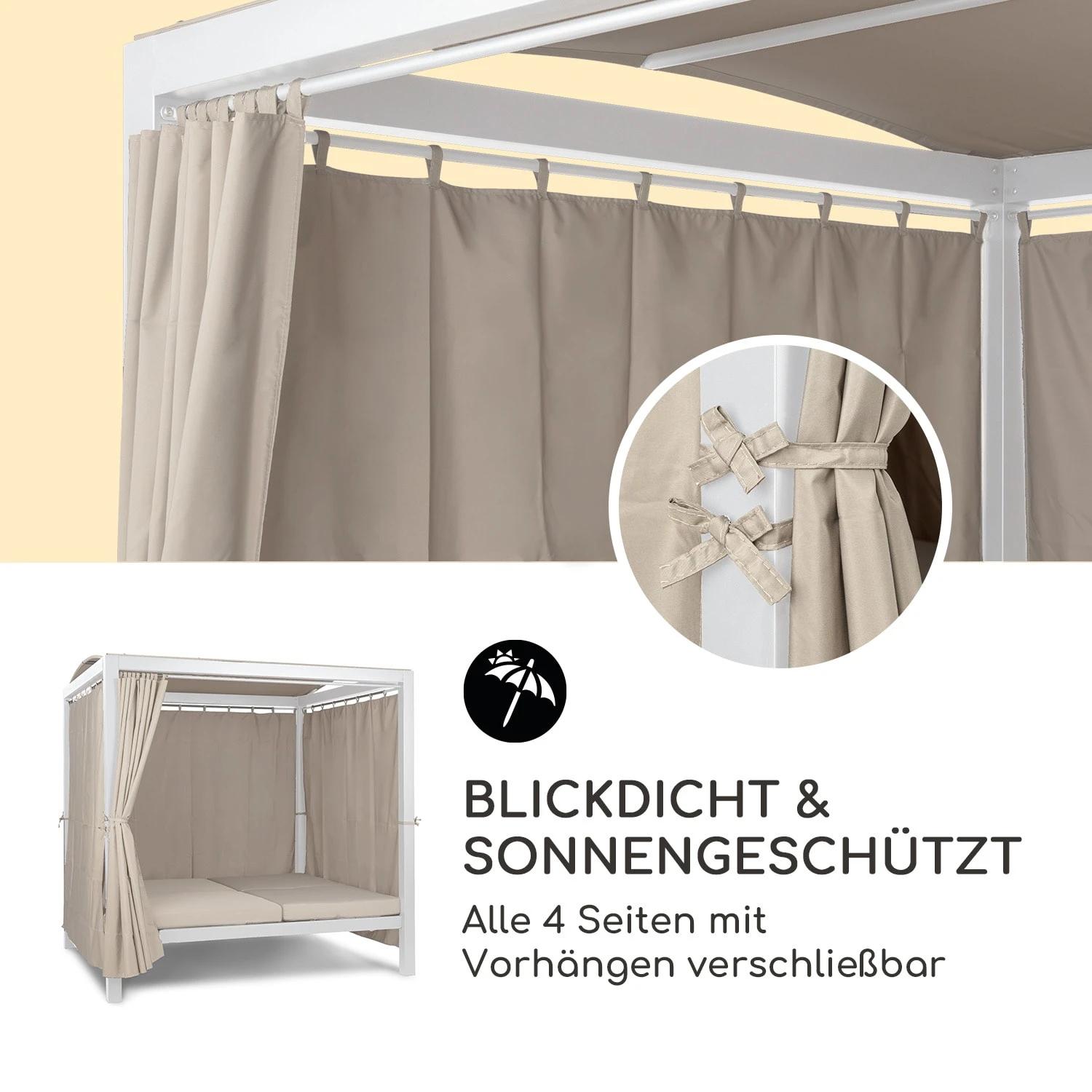 Eremitage Double XL Sunbed 2 Pers Stahl-Rahmen Sonnendach Vorhänge Eremitage Double XL Sunbed 2 Pers Stahl-Rahmen Sonnendach Vorhänge -Klarstein Verkaufs 10035430 de 0004 logo
