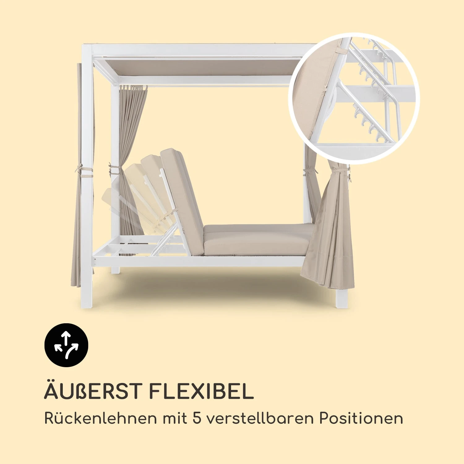 Eremitage Double XL Sunbed 2 Pers Stahl-Rahmen Sonnendach Vorhänge Eremitage Double XL Sunbed 2 Pers Stahl-Rahmen Sonnendach Vorhänge -Klarstein Verkaufs 10035430 de 0007 logo