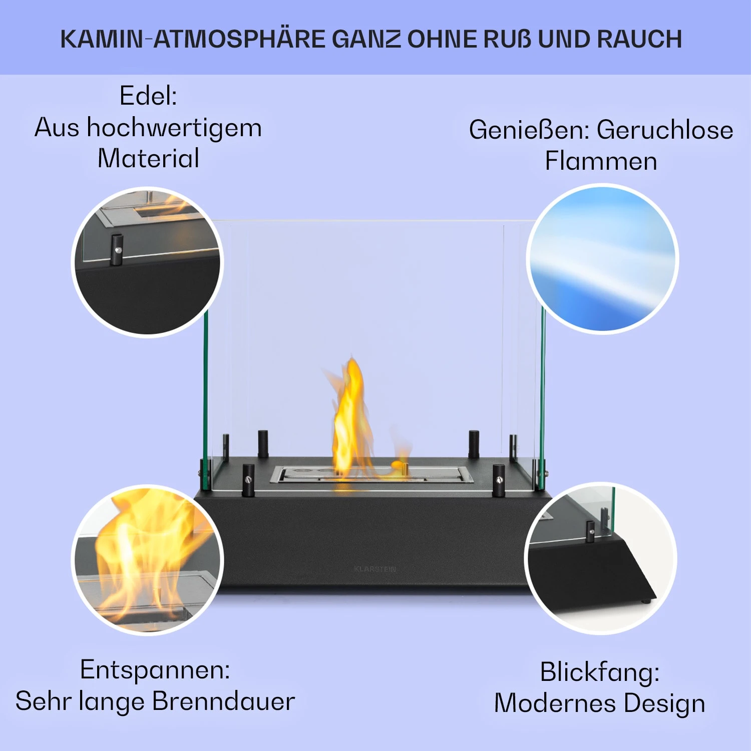 Phantasma Cubo Ethanol-Kamin rauch- & geruchlos Edelstahl-Brenner Sicherheitsglas Phantasma Cubo Ethanol-Kamin Rauch- & Geruchlos Edelstahl-Brenner Sicherheitsglas -Klarstein Verkaufs 10035458 de 0002 usp