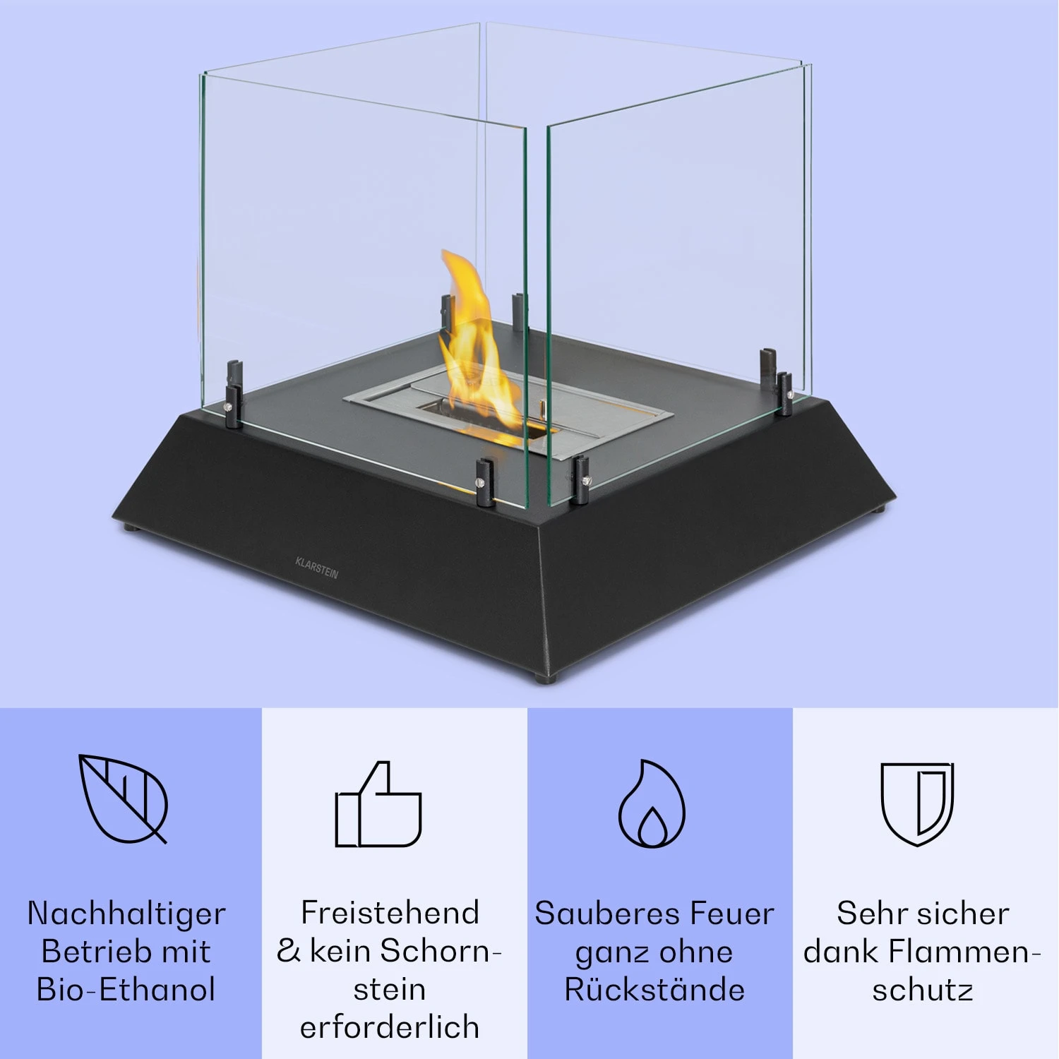 Phantasma Cubo Ethanol-Kamin rauch- & geruchlos Edelstahl-Brenner Sicherheitsglas Phantasma Cubo Ethanol-Kamin Rauch- & Geruchlos Edelstahl-Brenner Sicherheitsglas -Klarstein Verkaufs 10035458 de 0003 usp
